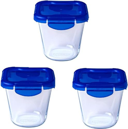 Pyrex Cook & Go - Juego de 3 Lunchbox de la misma capacidad (3 x 0,8 L, Pasta Box) - Especial para llevar con tapa hermética y hermética - Compatible con horno, microondas y lavavajillas