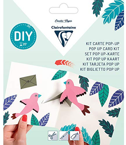 Clairefontaine 20022C Set Pop-up mit 1 Karte 13,5 x 13,5 cm + 1 Umschlag 14 x 14 cm, Elemente zum Ausschneiden, 1 Set, Glückwünsche