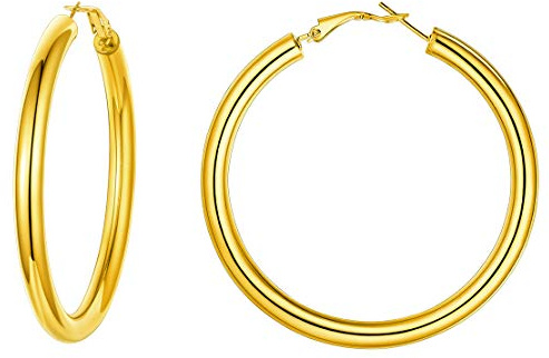 FindChic Piercing Oreille Femme or Mini Annueax 60mm Créoles femme Acier Inoxydable, Petit Boucles Oreilles Anneaux Oreilles pour femme Huggie