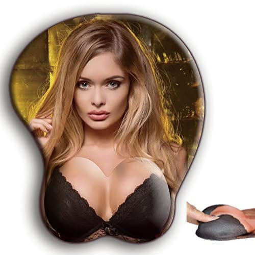 Insider Tapis de souris avec seins en silicone - Avec repose-main - Antidérapant - Sexy - Repose-poignet 3D - Pour bureau, poitrine