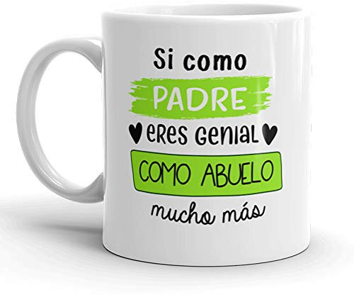 Kembilove Taza del Día del Padre – Taza de Cerámica con Frase Divertida – Regalo Original para Hombre – Papa Super – 330 cl