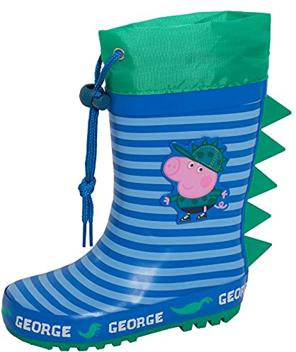 Peppa Pig Boys George Pig Tie Top Wellington Boots Kids Dino Wellingtons Wellies Rain Boots Green 6 UK Child/EU 23
