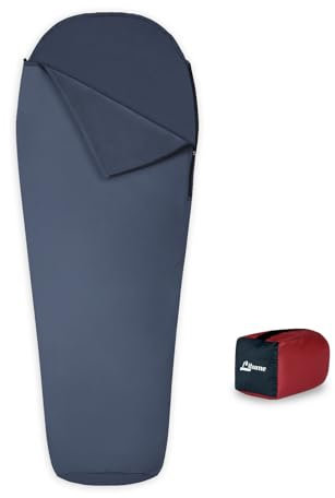 Litume Samt Schlafsack-Inlett mit Halbreißverschluss, Angenehm Warm & Antistatisch – Mumien-Liner für Camping, Reisen und Hostels