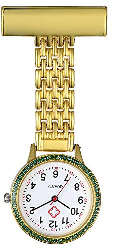 Avaner Krankenschwesteruhr Pflegeruhr Netzgürtel Design FOB Analog Quarzwerk pulsuhr Ansteckuhr Unisex Silver schwesternuhren mit Pin/Clip Set ausziehbar Arzt Doktor Medical Taschenuhr