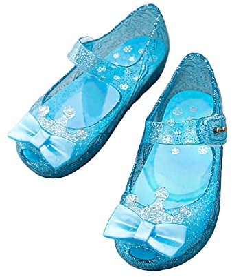 TYHTYM Mädchen Prinzessin Schuhe - Cinderella, Belle, Schneekönigin - Halloween, Weihnachten, Cosplay, Party, Verkleidung - Blau, Größe 28 EU, Medium, Klettverschluss, 2cm Absatz