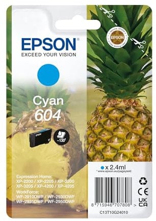 Epson Orginal 604 Tinte Ananas Singlepack Cyan Standard, XP-2200 XP-2205 XP-3200 XP-4205 WF2910DWF WF2930DWF WF2950DWF, ReadyPrint Flex-Tintentarife