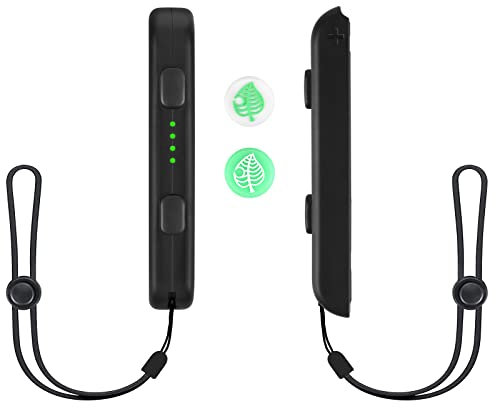 DLseego Handgelenksschlaufe Kompatibel mit Switch Joy-Con Controller, 1 Paar Gamepad Griffschloss mit 2 Niedliche Joystick-Kappen für Switch/Switch OLED Konsole,Schwarz