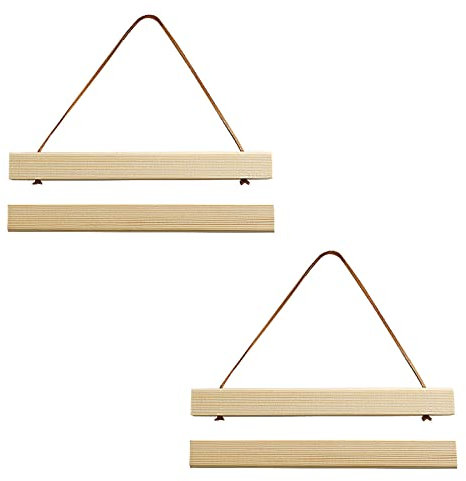 Zhongtou 2er Set Posterleiste Holz Magnetisch Posterschiene Posteraufhängung A3 Posterleisten Rahmen Bilderleiste Posterhalter für Stoffbild Wandbilder BildDrucken Kunstwerk (30 cm, Kiefernholz)
