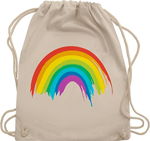 Turnbeutel Rucksack - Kleidung Pride Flag - Regenbogen LGBT & LGBTQ - Unisize - Naturweiß - lgbtq+ beutel csd rainbow bauwollbeutel lesbian christopher street day turnsack lqbtq beutelrucksäcke