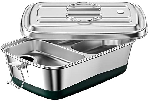 Uootach Fiambrera de Acero Inoxidable, 2000ML Lunch box portátil duradera y ecológica, Fiambrera a prueba de fugas con compartimentos, Adecuado para niños y adultos, escuela, oficina