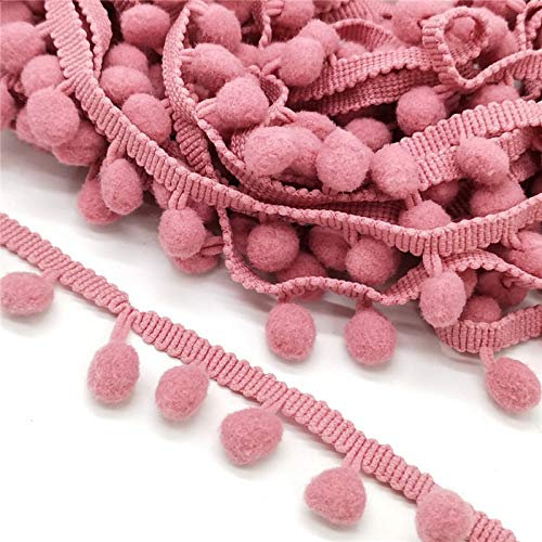 Yulakes 5 Yards 25mm Pompon Borte/Bommelband/Bommel Fringe/Pom Poms Bälle Fransenbesatz Pom Poms Quaste Spitze Bommelborte für DIY Handwerk Dekorieren (Mauve)