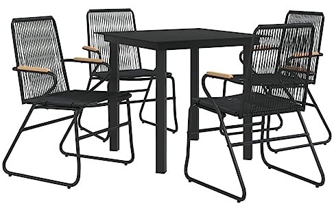 vidaXL 5-TLG. Garten-Essgruppe Schwarz PVC Rattan