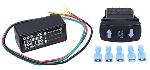 Riloer 12V Blinkerwippschalter mit Blinker Ein/Aus/Ein ATV UTV-Kit LED-Blinkrelais Wippschalter Wasserdichter Anti-Schock für Motorrad Traktor Boot Wohnmobil Fahrzeug Offroad-Pickup