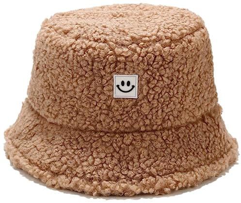 Cozyan Damen Plüsch Fischerhut Wintermütze Flauschige Bucket Hat Warme Anglerhut Winter Fischerhut Damen Kunstpelz Bucket Cap Warme Mütze mit breiter Krempe Flauschige Mütze