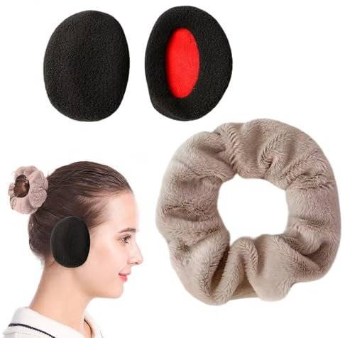 Ohrenwärmer Winter Damen Ohrenwärmer Schwarz Mit Haargummis Winter Ohrenwärmer Warme Ohrenschützer Windfree Ohrenschützer Ohrwärmer Gefüttert Mit Fleece Ohrenschutz für Wind- und Kälteschutz