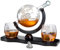 The Wine Savant Whisky- und Weindekanter Globe World-Set mit Globe-Gläsern, Jahrestag, Geburtstag, Einweihung für Likör, Scotch, Bourbon, Wodka, Geschenk für Ihn, Ehemann, Geschenke Globe – 850 ml