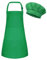 BOUBONI Delantal infantil y gorro de cocinero ajustable con 2 bolsillos, gorro de cocinero y delantal para cocinar, hornear y pintar, M-verde., L