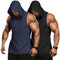 COOFANDY Workout Tank Tops Herren Fitness Shirts Muskelshirts Gym Bodybuilding Shirts Sport Fitness Muskel Shirt Unterhemden Kapuzenpullover Schwarz/Marineblau(2 Stück) M