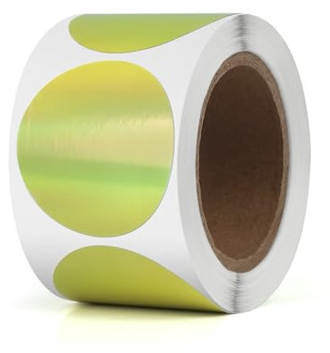 YIKIADA Gold Punkte Thermo Etiketten Vinyl 38 mm Selbstklebend Rolle Adressaufkleber Wasserdicht Drucker Glitter Aufkleber für Logo Barcode QR Code Kinder Office Home 200 Stück
