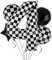 XXL Checkered Zahl 4 Folienballons Schwarz Weiß Rennauto Ballon 5 Stück Mylar Helium Zahlen 4 Rennwagen Autos Luftballon Party Deko Geburtstags Race Car Theme 100cm