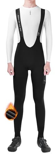 INBIKE Salopette Ciclismo Uomo Invernale con Tasche Pantaloni Ciclismo in Pile con Fondello Pantaloni Lunghi MTB Pantaloni Bici Antishock Riflettente in 3D Gel,XXL