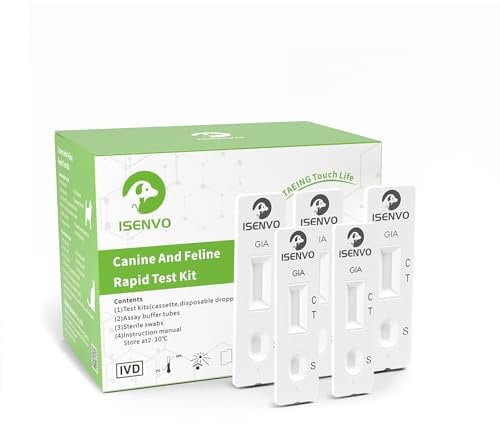 ISENVO 5 x Giardien Schnelltest Hund & Katze - Giardien Test zuverlässig als Test bei Darmparasiten und Durchfall - Für Hunde & Katzen bei Giardia (5 x Test Kit)