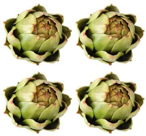 Cikoopul 4Pack Artificial Artichoke Vegetables and Fruits for Home Wedding Table Decoration (Green) Easy to Use Well-Made