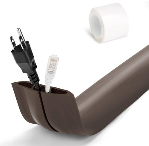 Protection de cordon marron, 1,8 m – Couvre-câble de sol pour cordons d'alimentation, gestion des câbles de sol, cache-cordons pour fils au sol, housse de cordon d'extension extérieure, 1,5 cm (l) x