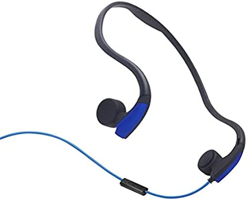 Knochenleitungs-Kopfhörer, Kopfhörer mit Kabel, 3,5 mm wasserdicht, Geräuschunterdrückung, Freisprecheinrichtung, Outdoor-Sport-Smart-Kopfhörer, Nackenbügel mit Mikrofon, Blau