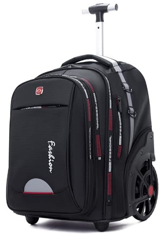 WMHYLYH Rollrucksack, wasserdichter Laptop-Rucksack mit Rollen für Erwachsene und Männer und Frauen, Handgepäckrucksack mit großen Rädern, Schwarz, 22inch, Business