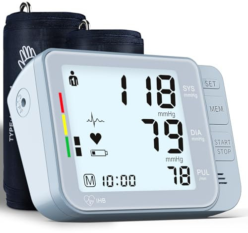 Double love Monitores de presión arterial para uso doméstico con manguito de 2 tamaños (8.7-16.5 pulgadas y 15-21.7 pulgadas) brazalete de presión arterial extra grande), memoria 2x120, con cable USB