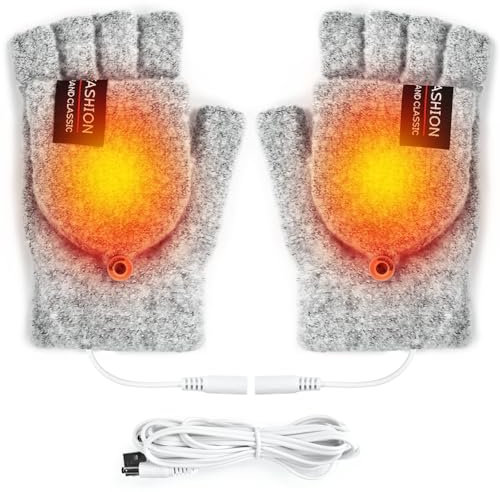 Guantes Calefactables,USB Guantes Calefactables,Guantes calefactores de Punto,Guantes calefactables USB para Hombres y Mujeres,Guantes de Tejer Lavables para Ciclismo,Esquí,Oficina