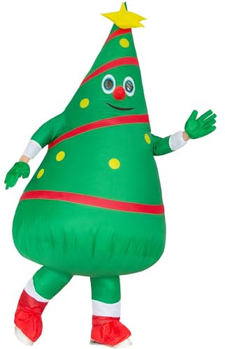 JYZCOS Inflatable Christmas Tree Costume Adult Blow up Funny Cosplay Xmas Party Outfit, Green, Large