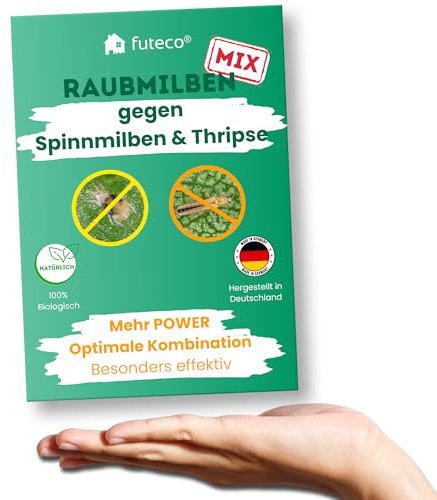 Futeco® – Raubmilben MIX gegen Spinnmilben & Thripse bei Gemüse-, Cannab.- & Zierpflanzen - 1 Mix = 2 Tüten für 1-2 Pflanzen - optimale Kombination von Raubmilben - besonders effektiv