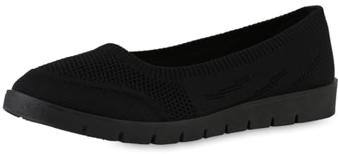 VAN HILL Damen Sportliche Ballerinas Strick Profilsohle