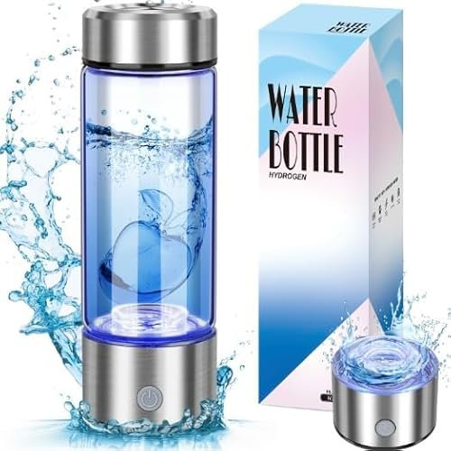 Upgraded Hydrogen Water Generator Bottles, Portable Hydrogenated Water Bottle with SPE Technology, 420ML Hydrogen Water Bottle Generator, Rechargeable Ionizer Machine for Home, Office, Travel, Silver
