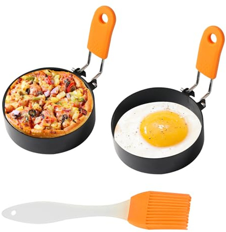 2 Stück Spiegeleiform Eierringe Spiegeleierformen für Die Pfanne Maker Eierformer für Gekochte Eierpfanne Spiegeleipfanne Pancake Pfanne Silikonform zum Pancake Form Pochierte Eier Form Automatischer