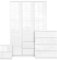 Blisswood High Gloss Wardrobe for Bedroom - 3 Door Wardrobe + 4 Stroage Drawer Chest of Drawers + 2 Storage Drawer Bedside Cabinet for Bedroom Storage Furniture Set - Engineered Wood (3 Piece, White)