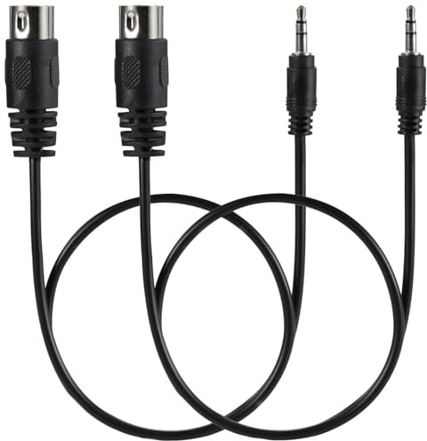 Greluma 2 Pz Cavo audio MIDI maschio 5-DIN a TRS maschio AUX da 3,5mm,spina stereo da 5 pin a 1/8 da 0,5m,compatibile con smartphone,notebook,amplificatori,HI-FI,supporta segnale audio analogico