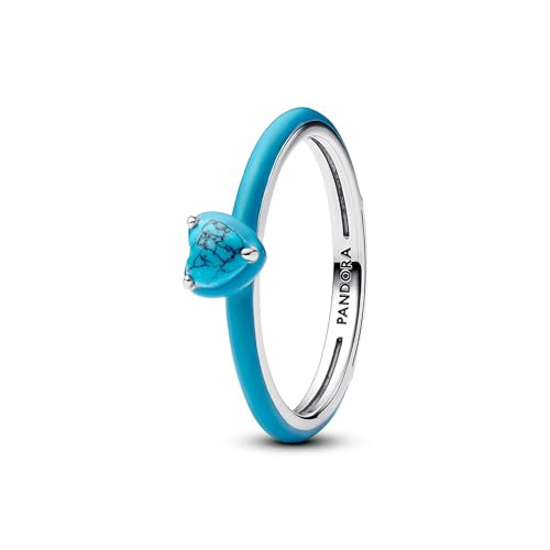 PANDORA Turquoise Heart Stone Ring Sterling Silver ME Collection Size 48 193828C01-48
