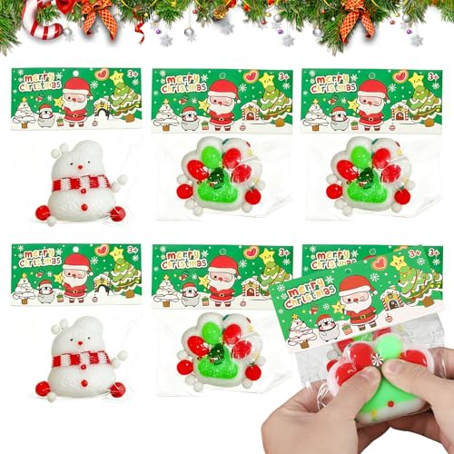 VEQENIFY Cat Paw Anti Stress Bälle,Cat Paw Squishy,Weihnachtsthemen Squishy Toys,Squeeze Spielzeug Weihnachtsmann,Geschenke für Kinder und Erwachsene (B)