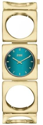STORM Groovy V2 Gold Teal Watch, Stainless Steel, Bracelet, 21k Gold Plating, Numbered Dial Sunray Dial Sustainable Materials Used
