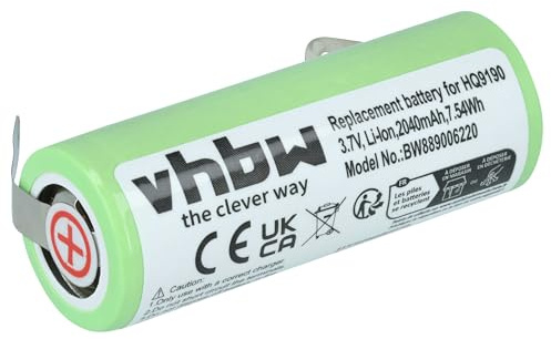 vhbw Akku kompatibel mit Philips Norelco HQ9190/99, HQ9190/20, HQ8894/43, HQ8270, HQ8290 Rasierer (2040 mAh, 3,7 V, Li-Ion)