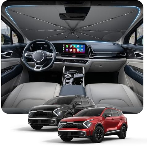 [2026 Actualización] BSTW Compatible con Kia Sportage NQ5 2022-2026 Parasol para Parabrisas, Parasol Plegable Automático Diseño con Cordón, Protector Solar y Protección UV Sportage Accesorios