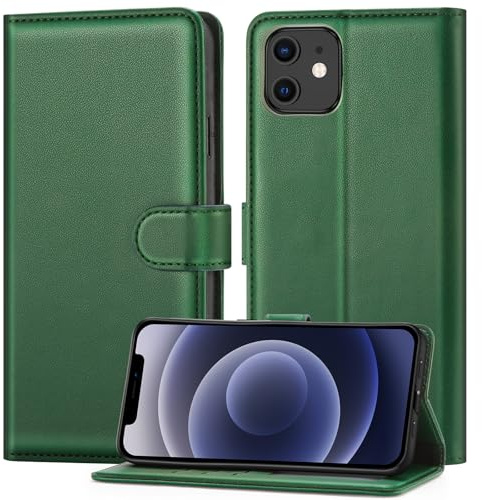 ivencase Coque pour iPhone 12 / iPhone 12 Pro, Vert | étui Cuir PU Magnétique, Pochette de Portefeuille, Fonction Stand Video, Porte Carte Credit, Rabat Housse