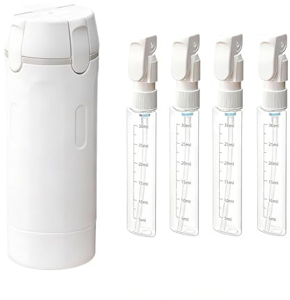Kouoybt 4-in-1 Refillable Bottles, Travel Size Bottles Portable Travel Containers for Lotion and Conditioner (White, 16.5cmx5.5cm)