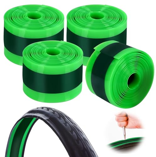 4 Stück Fahrradreifen Liner, Fahrrad Pannenschutzband, Einlage Fahrradreifen, Pannenschutzband, Fahrrad Reifen, PannenschutzEinlage Anti Puncture Für Mountainbike Rennräder MTB(Grün + Dunkelgrün)