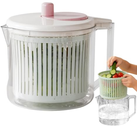 Ensaladera Giratoria - ABS 23,5x19,5cm | Secadora De Lechugas | Cuenco Giratorio Manual Giratorio Para Secador De Verduras, Colador, Cesta Para Lavar Ensalada, Escurridor, Herramienta De Secado De Lec