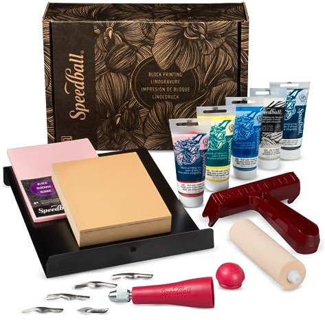 Speedball Deluxe Block Printing Fabric Kit, Includes All Tools To Get Started With Block Printing Lino Cutting, Super Kit