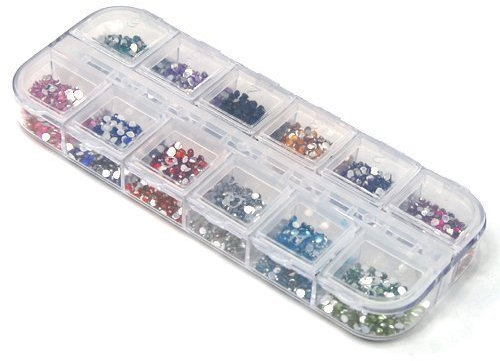Accessotech 3000 Mix Colour Nail Art Glitter Gems Rhinestones Round Diamante Deco Decoration